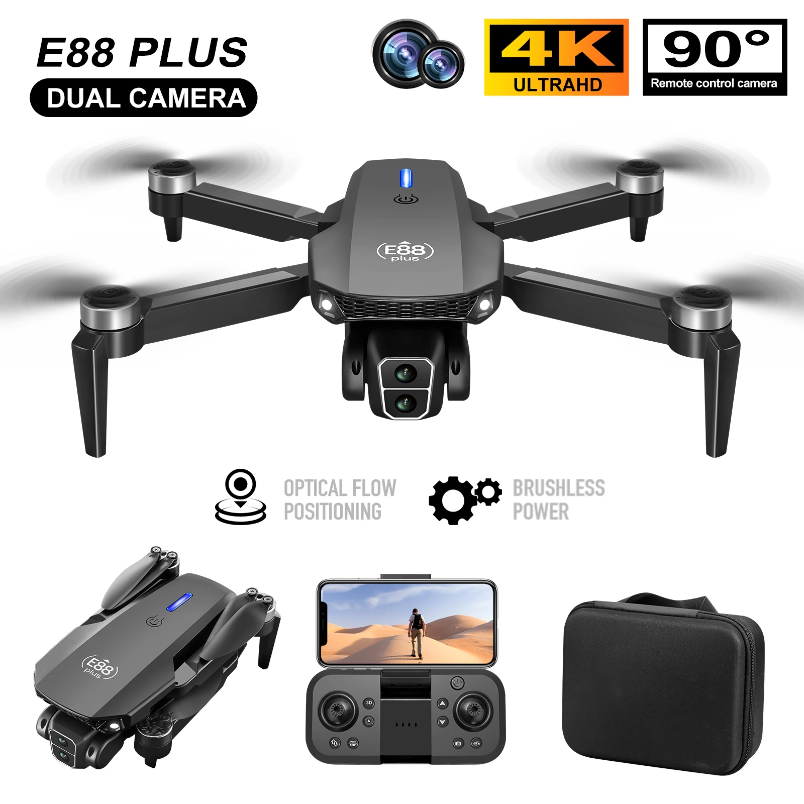 New E88 Plus Quadcopter Drone: - Drone Lidar avaliação e preço